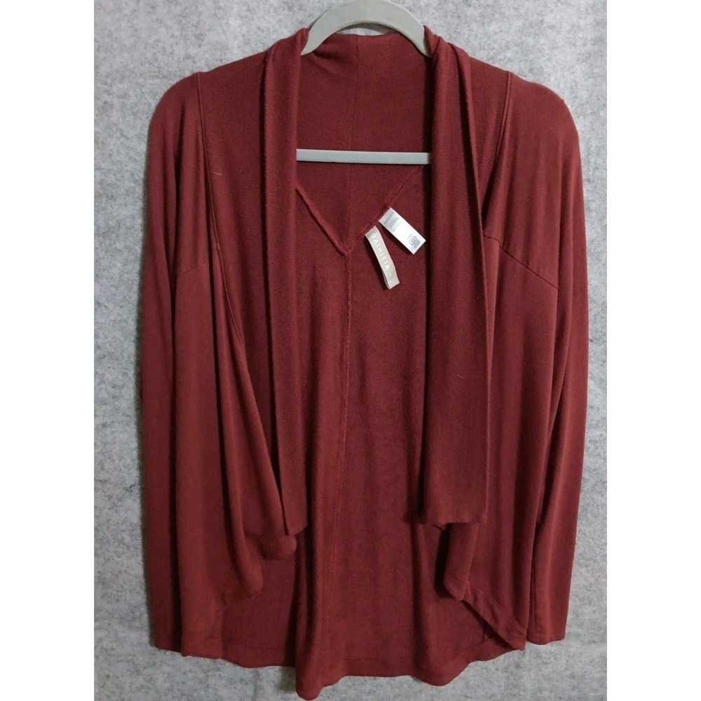 Athleta Sz S Nirvana Open Front Cardigan Maroon Burgundy Wrap Oversize Soft EUC